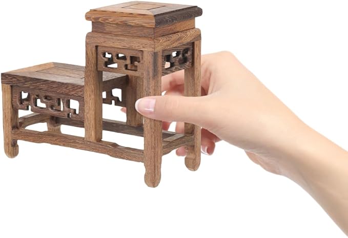 DOITOOL Wooden Plant Stand Indoor 2 Tier Wood Plant Shelf Wooden Planter Risers Flower Stand Vintage Display Planter Display Figurine Display Base for Home Garden