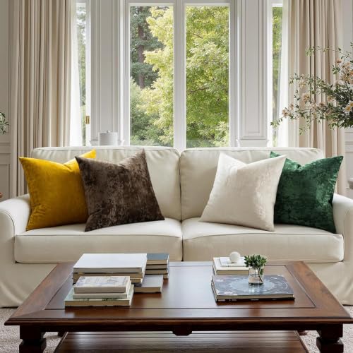 MIULEE Velvet Throw Pillow Covers Set of 2, Soft Neutral Decorative Fall Pillow Cases with Luxurious Textured Vintage Cushion Covers for Home Decor Couch Sofa Bed,Dark Brown 18x18 inch - color: Dark Brown, size: 18" x 18" (Pack of 2)