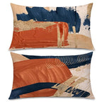 Navy Blue Terracotta Gold and Orange Throw Pillow Covers 12x20 Set of 2,Modern Boho Abstract Art Pillow Covers for Bedroom Living Room, Modern Home Decor, Boho Room Decor - size: 20" x 12" (Pack of 1)