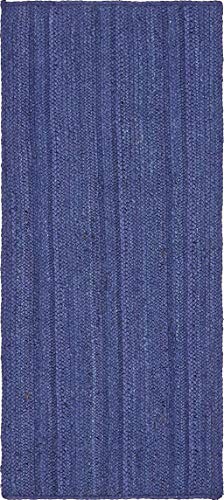 Unique Loom Braided Jute Collection Area Rug - Dhaka (2' 7" x 6' 1" Runner, Navy Blue) - color: Navy Blue, size: 2'7" x 6'1" (Runner)