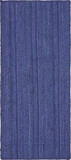 Unique Loom Braided Jute Collection Area Rug - Dhaka (2' 7" x 6' 1" Runner, Navy Blue) - color: Navy Blue, size: 2'7" x 6'1" (Runner)