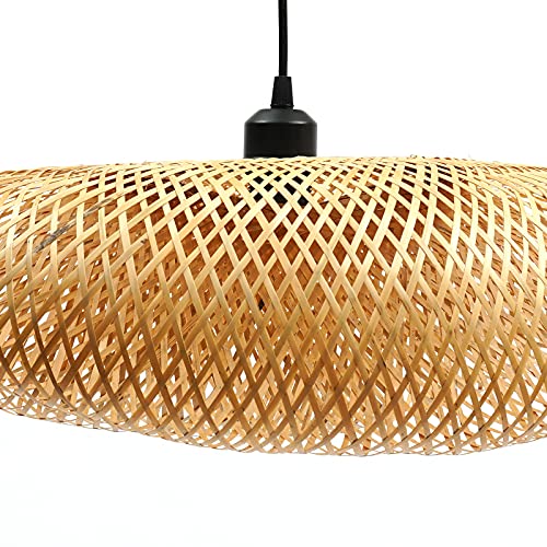 TFCFL 15Inch Bamboo Chandelier, Rattan Pendant Lamp Shade Ceiling Lighting Weave Bamboo Rattan E26 Hanging Light Fixture Hollow Lampshade Pendant Light for Dining Room Restaurant (Bulbs Not Included) - size: 24 Inch, Style A