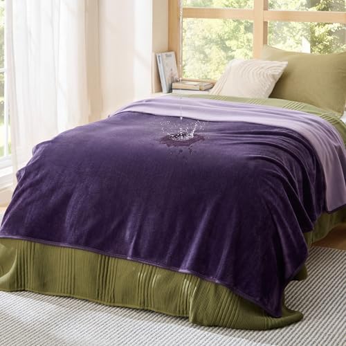 Bedsure Waterproof Blanket for Bed Twin Size 60"x80"- Soft Flannel Fleece Couch Cover Throw Blanket for Large Dogs Pet Leakproof Protector for for Camping, Travel, Eggplant - color: Eggplant, size: Twin(60x80")