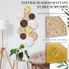 Yuntau 11 Pcs Boho Metal Wall Decor Rattan Golden Wall Art with Boho Basket Macrame Hanging Decor Rustic Farmhouse Artwork for Home Living Room Bedroom Office White Brown Decorations