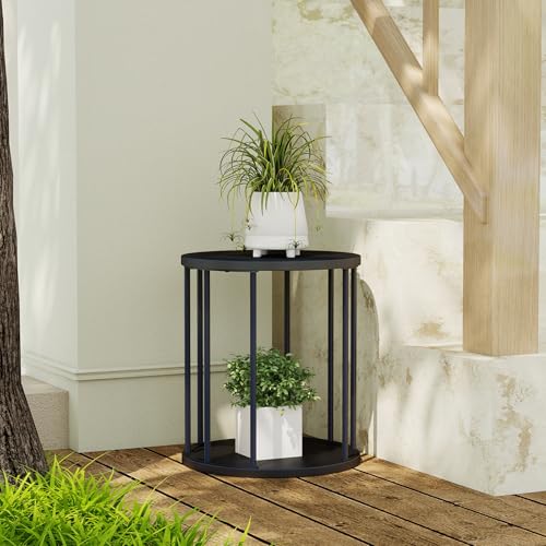 Plant Stand Indoor,small plant stool,Flower Pot Corner stand holder,Mid Century Heavy Duty Metal Tall Home Decor,Modern Round End Table,Small Rustic Display Stand for Living Room,Bedroom(Black,14In) - color: 35cm black