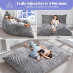 Hobestluk 3 in 1 Bean Bag Chair Giant Bean Bag Chairs Convertible Bean Bag Floor Cushion with Machine Washable Cover, Beanbag Chairs for Adult (Grey) - color: Grey