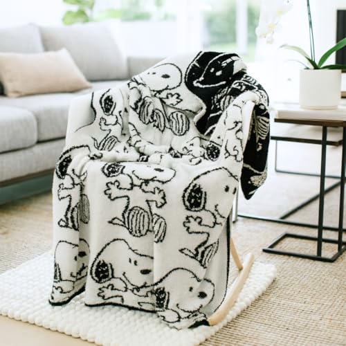 Franco Collectibles Peanuts Snoopy Bedding Soft Cozy Chic Dreams Feather Knit Intarsia Throw Blanket, 50 in x 60 in, (Officially Licensed Product) - color: Peanuts, size: 50 in x 60 in