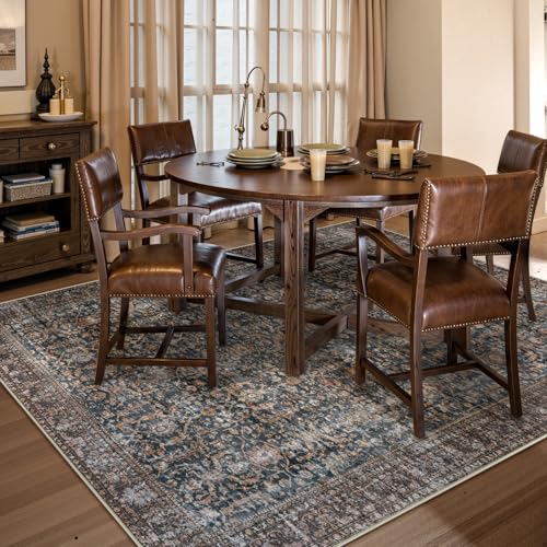 Collive Area Rug for Living Room 5x7, Machine Washable Vintage Antique Distressed Rugs for Bedroom, Soft Non-Slip Low Pile Indoor Floor Accent Carpet for Office Entryway Nursery Dining Room - Brick - color: Antique, size: 5' x 7' (Rectangular)