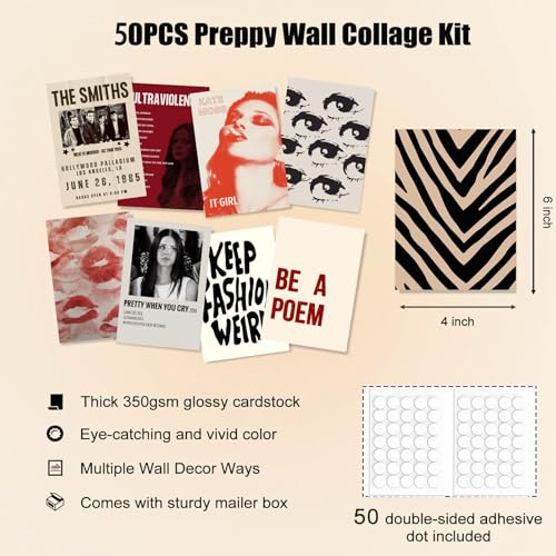 KBKBART 50Pcs Downtown Girl Room Decor, Y2k Wall Art Prints for Bedroom, Coquette Wall Collage Kit for Room Aesthetic, 4"x6" Vintage Photo Collage Kit Pictures, Retro Rockstar Posters Dorm Decor - color: Downtown Gril Wall Collage Kit, size: 4x6 inch x 50
