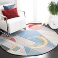 SAFAVIEH Rodeo Drive Collection Area Rug - 4' Round, Blue & Multi, Handmade Mid-Century Modern Abstract Wool, Ideal for High Traffic Areas in Living Room, Bedroom (RD845B) - color: Blue/Multi, size: 4' (Round)