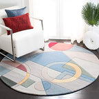 SAFAVIEH Rodeo Drive Collection Area Rug - 4' Round, Blue & Multi, Handmade Mid-Century Modern Abstract Wool, Ideal for High Traffic Areas in Living Room, Bedroom (RD845B) - color: Blue/Multi, size: 4' (Round)