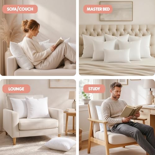 Utopia Bedding 24x24 Pillow Inserts, Set of 2, White – Indoor Decorative Throw Pillows for Bed, Sofa & Couch – Soft, Supportive & Fluffy Cushion Inserts - color: White, size: 24x24 Inch