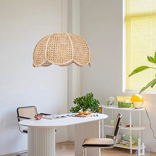 Arturesthome Indoor Hanging Ceiling Light Fixture, Hand Woven Pendant Lamp Chandelier for Kitchen Dining Room Living Room Bedroom Hallway D19.6″*H 11″ - size: 19.6" * 11"