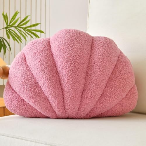 Lfsaaj Pink Seashell Throw Pillows, Shell Shaped Throw Pillows, 13 Inch Soft Home Decorative Pillow Plush Cushion for Bed Couch Living Sofa Room Decor Accent Throw Pillow (Dusty Pink, Large-18Inch) - color: Dusty Pink, size: Large-18Inch