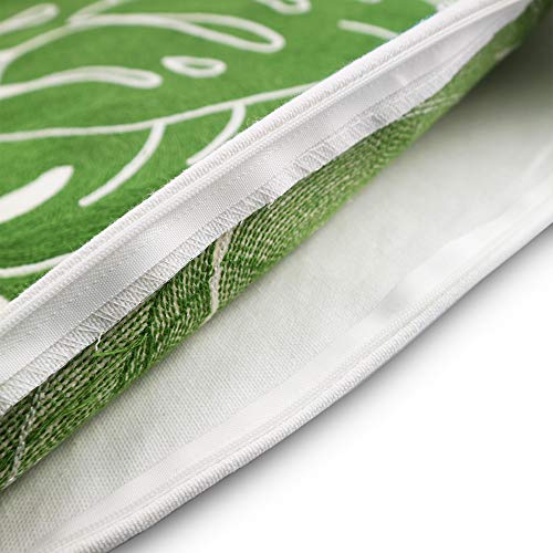 Embroidery Throw Pillow Cover Tropical Leaves 18x18 Inches Decorative Floor Pillow Cover for Couch 100% Cotton Cushion Cover Pillow Case Full Size Monstera Leaf Embroidered, Green, 1 Piece - color: Green 4 Mc