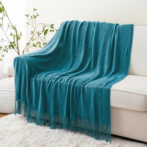 BATTILO HOME Teal Blue Throw Blanket for Couch, Decorative Throw Blanket for Sofa Bed Room Home Decor, 50"x60" - color: Teal, size: 50 x 60 in.