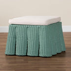 Bali & pari Palm Bohemian Seafoam Green Scallop Rattan Ottoman - color: Seafoam Green