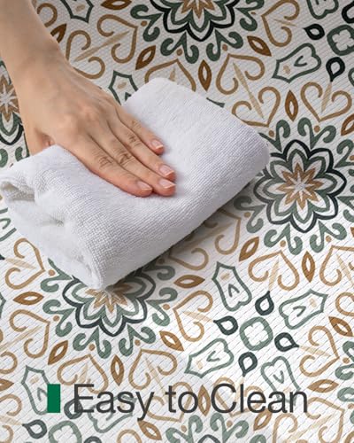 LUMI Anti Fatigue Kitchen Cushioned Mat for Floor, Padded Waterproof Runner for Standing, Stain Resistant Comfort Rugs for Home, Sink, Laundry, 24x59 - color: Beige and Blue, size: 59"L x 24"W x 0.4"Th