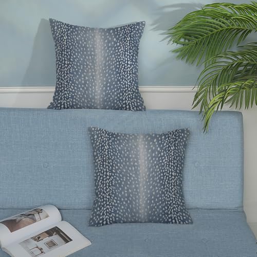 Antelope Pillow Covers 18x18 Inches Pack Of 2,Navy Blue Animal Skin Print Throw Pillow Cover Modern Antelope Decorative Pillowcase Farmhouse Linen Cushion Cover For Home Couch Sofa Outdoor Decor - color: Antelope-navy Blue, size: 18" x 18" (Pack of 2)