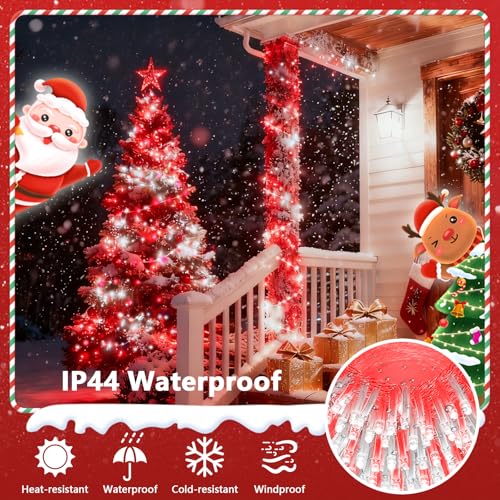 88FT 240LED Extra-Long Connectable String Lights Indoor Outdoor Clear Wire, Red&White Christmas String Lights, Plug in Twinkle Fairy Light with Timer for Wedding Patio Tree Yard Christmas Decorations - color: Red&White, size: 240LED