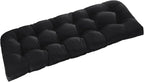 downluxe Outdoor Bench Cushion for Patio Furniture, Waterproof Tufted Overstuffed Porch Swing Cushions, Thick Outdoor Loveseat Cushions, 59" x 18" x 5", Black, Set of 1