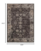 SAFAVIEH Vintage Collection Area Rug - 5'3" x 7'6", Soft Anthracite, Oriental Distressed Viscose Design, Ideal for High Traffic Areas in Living Room, Bedroom (VTG117-330)