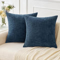 MIULEE Pack of 2 Blue Throw Pillow Covers 16x16 Inch Soft Chenille Pillow Covers for Sofa Living Room Couch Solid Dyed Cases - color: Blue, size: 16" x 16" (Pack of 2)