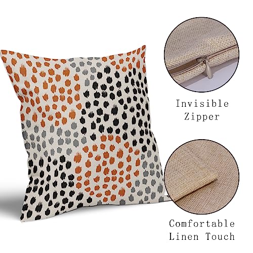 Black Orange Pillow Covers 16x16 Set of 2 Fall Colored Art Dot Decorative Throw Pillows Trendy Print Outdoor Pillowcase Holiday Halloween Cushion Cover Linen Pillow Case Decor for Sofa Couch Bed - color: Black Orange Dots, size: 16" x 16" (Pack of 2)