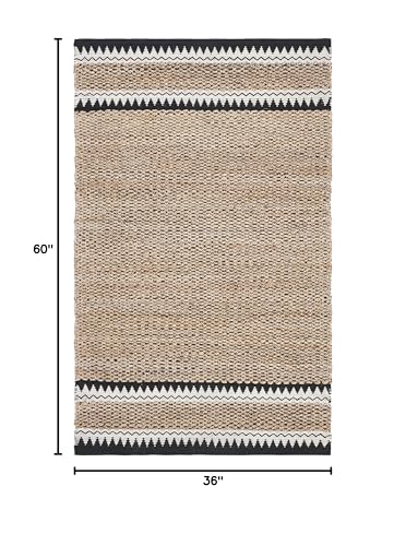 SAFAVIEH Natural Fiber Collection Accent Rug - 3' x 5', Natural & Black, Handmade Farmhouse Boho Coastal Rustic Jute, Ideal for High Traffic Areas in Entryway, Living Room, Bedroom (NF874B) - color: Natural/Black, size: 3' x 5' (Rectangular)