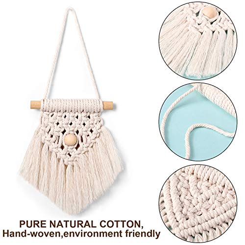 WILLBOND 5 Pcs Mini Macrame Wall Hanging Decor Boho Summer Handmade Woven Tapestry Tassel Wall Hanging Ornaments Christmas Tree Ornaments for Apartment Room Home Office Summer Christmas Decoration