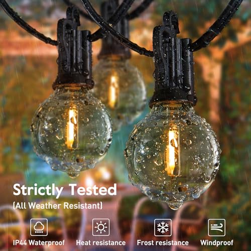 Brightown Outdoor String Lights - Waterproof Globe Patio Lights 35 Ft with 30 G40 Shatterproof LED Bulbs, Connectable Commercial Hanging Light for Backyard, Bistro, Porch, Cafe, Deck, Garden - color: Black, size: 30FT