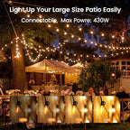 OHLUX Outdoor String Lights, 180FT LED Patio Lights with 82 Dimmable Plastic G40 Globe Bulbs 2 Spares, 2200K Waterproof Connectable Hanging Lights for Backyard Porch Cafe Party Decor E12 Socket - size: 180FT