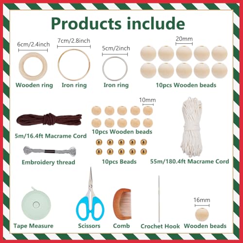 ORIGACH 4 Set DIY Mixed Angel Macrame Kit, 4 Styles Boho Macrame Angel Kit Wall Hanging Christmas Ornament with Instruction Tutorial for Adults Beginners