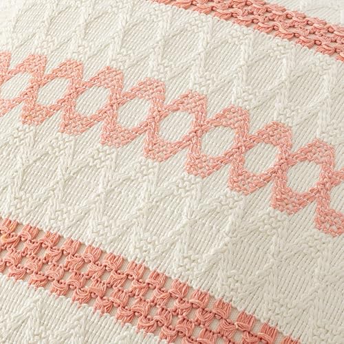 MIULEE Set of 2 Coral Red Boho Valentines Decorative Pillow Covers 18x18 Inch Farmhouse Rustic Couch Throw Pillows Modern Spring Cotton Cushion Covers Cute Macrame Woven Home Decor for Bed Sofa Chair - color: Coral Red, size: 18" x 18" (Pack of 2)
