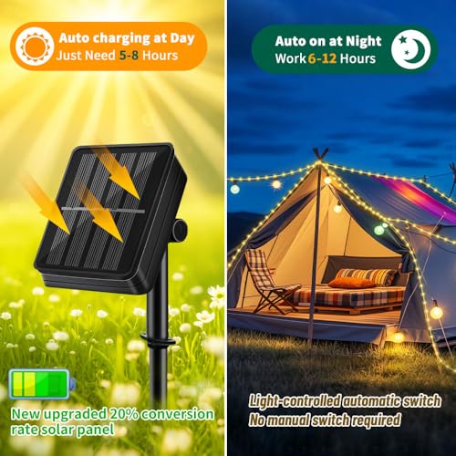 LairtPOW Solar Rope Light 3 Pack 39 FT 100 LEDs IP65 Waterproof Outdoor LED ‎Solar Outdoor Lights for Party Garden Yard Home Wedding Christmas Halloween Holiday Tree Decoration Lighting(3 Pack) - color: Warm White, size: 100 LED 3 PACK