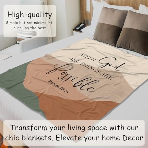 HIWX Boho Christian Blanket, with God All Things are Possible Bible Verse Abstract Mountain Throw Blanket for Home Bedroom Living Room Couch Bed Decor, Christian Gifts for Women Faith, 50x60 Inches - color: Possible, size: 50“L x 60”W
