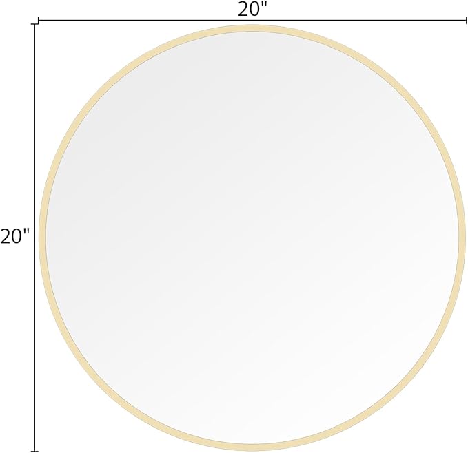 WallBeyond 20 inch Round Mirror Gold Circle Wall Mirror for Bathroom with Metal Framed, Round Wall Mirror for Wall Decor, Vanity, Entryway Living Room