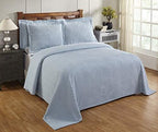 Better Trends Chenille Bedspreads Queen Size, Blue 100% Cotton Chenille Stripe Design Tufted Bedding Coverlet Soft Lightweight, 102"x110" 1 Pieces Jullian Collection