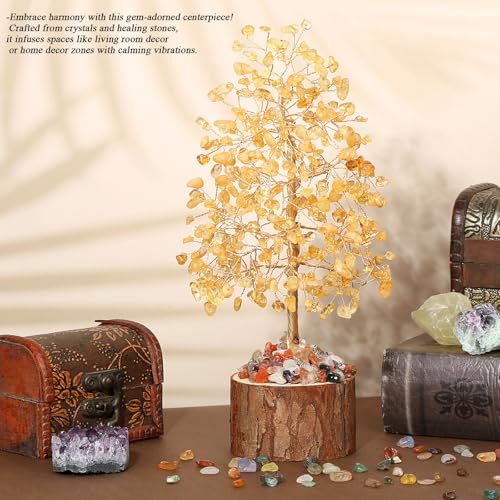 MAIBAOTA Citrine Crystals Tree of Life Yellow Office Home Decor Good Luck Handmade Feng Shui Spiritual Gifts for Women - color: Yellow02