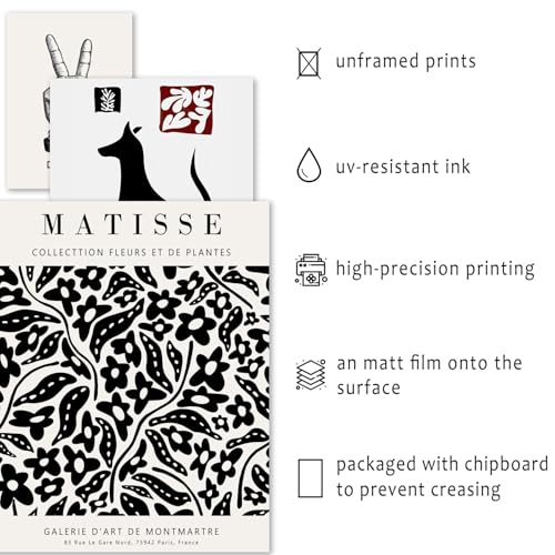ANERZA 16 PCS Black and White Wall Art Decor, Matisse Abstract Gallery Wall Prints for Bedroom, Minimalist Posters for Living Room Aesthetic, Collage Kit Pictures, Dorm Home Decor - color: Black&White, size: 11"x14" Unframed