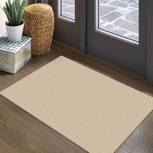 EARTHALL Washable Area Rug 2x3 Ft Non Slip Rugs for Entryway Braided Small Throw Rugs with Rubber Backing Door Mat Indoor Outdoor Entrance Rug for Kitchen Foyer Front Door, Golden Beige/White - color: Golden Beige/White, size: 2' x 3' (Rectangular)