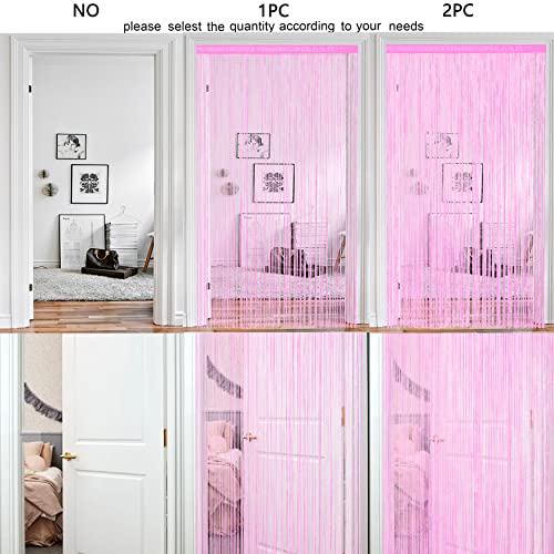 HSYLYM Spaghetti String Curtains for Doorways Privacy Door Frame Tassel Hippy Wall Kitchen Hallway Boho Fringe Curtain Hanging Door Room Dividers Decor 1 Panel（39×79in/100×200cm,Pink） - color: Pink, size: 39"W x 79"L (Pack of 1)