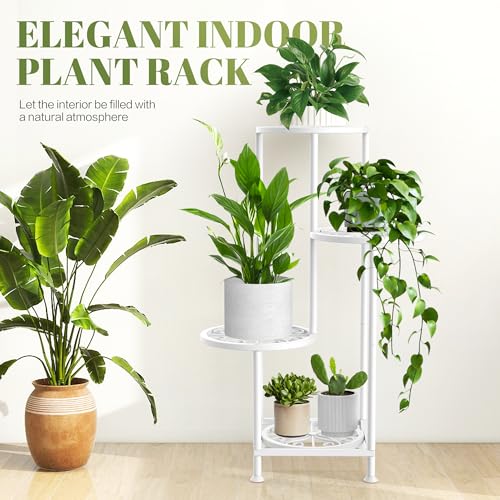 4 Tier Plant Stand Indoor Outdoor, Metal Flower Shelf Display Holder, Multiple Plants Corner Tall Flower Holders for Patio Balcony Porch Garden Living Room (White) - color: White, size: 4 Tier