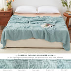 Love's cabin 100% Cotton Muslin Blanket, 6 Layer Lightweight Breathable Gauze Queen Size Blanket 90 x 90 Inches, Soft All Season Blanket for Bed, Cyan - color: Cyan, size: Queen(90"x90")