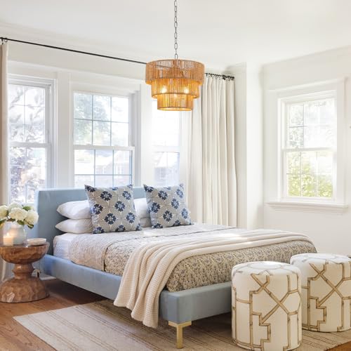 Rattan Pendant Light Fixtures,11.8" Boho Hanging Lamp for Kitchen Island,3-Light Hand-Woven Chandelier Height Adjustable,Natural Wicker Lamps for Dining Room Living Room Bedroom Hallway Entryway,Brown - color: 11.8" Brown