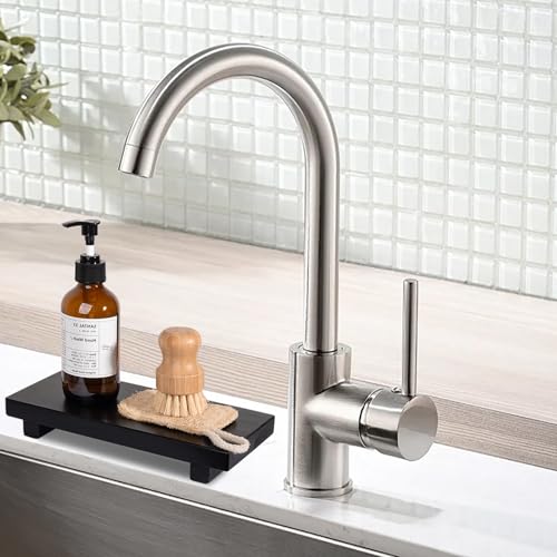zoocatia Small Wood Tray Pedestal Stand Farmhouse Bathroom Decor Decorative Wooden Riser Kitchen Soap Dish Holder for Vanity, Counter, Sink, 10" x 4.5" - Black - color: Black, size: 10" x 4.5" x 1.6"