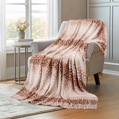 MACEVIA Flannel Fleece Animal Print Throw Blanket for Couch, Cabin Decor Deer Blanket, Hide Cabin Throw Blanket, Super Soft Fluffy Thick Warm Throws Home Decor for Bed Sofa(Deer, 50x60 Inches) - color: Deer Print, size: Flannel Fleece (50x60 IN)