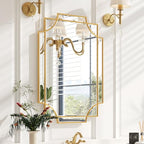 Kelly Miller 20"x30" Small Gold Bathroom Mirror for Wall Mount, Beveled Vanity Mirror for Master Bath Half Bath - size: 30"L x 20"W