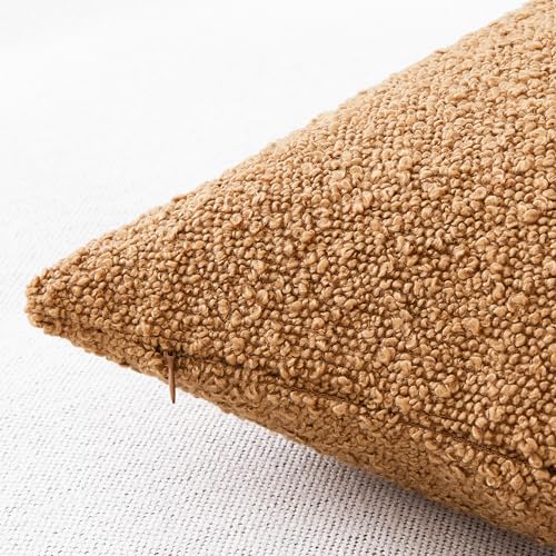 Mixhug Decorative Boucle Throw Pillow Covers, Tobacco Brown, 12 x 20 Inches, Pack of 2 - Textured Boho Pillow Covers for Couch and Bed - color: Tobacco, size: 20" x 12" (Pack of 2)