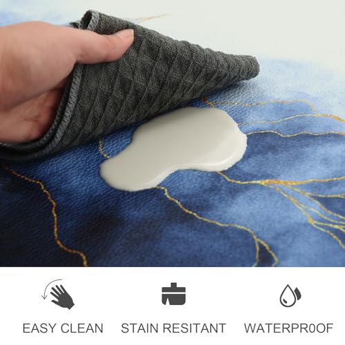 MAYHMYO Anti Fatigue Kitchen Mat - Set of 2 - Blue and Gold Design Comfort Mats - Cushioned, Non Slip Floor Mat - color: Blue and Gold, size: 29"L X 17.3"W X 0.4"Th + 47"L X 17.3"W X 0.4"Th